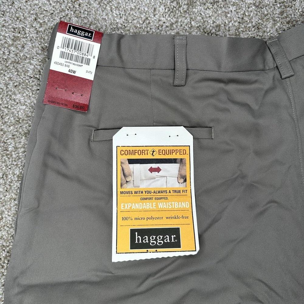 NWT Haggar Chino Shorts Men's Size 40 High Rise Cotton Blend Flat Front New Tags - Picture 4 of 10